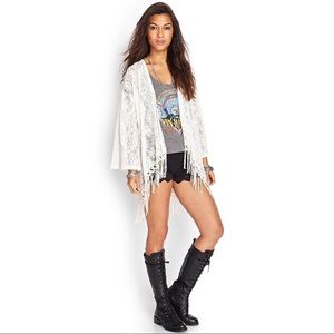 ⭐️ 🆕 Forever 21 Knit Lace Kimono Cardigan Boho M